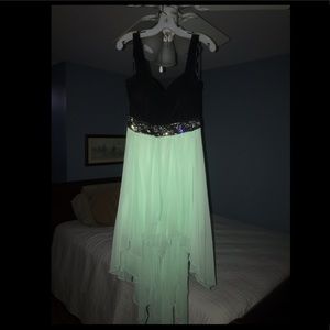 B Darlin Mint Green & Black Dress w/ Jewels